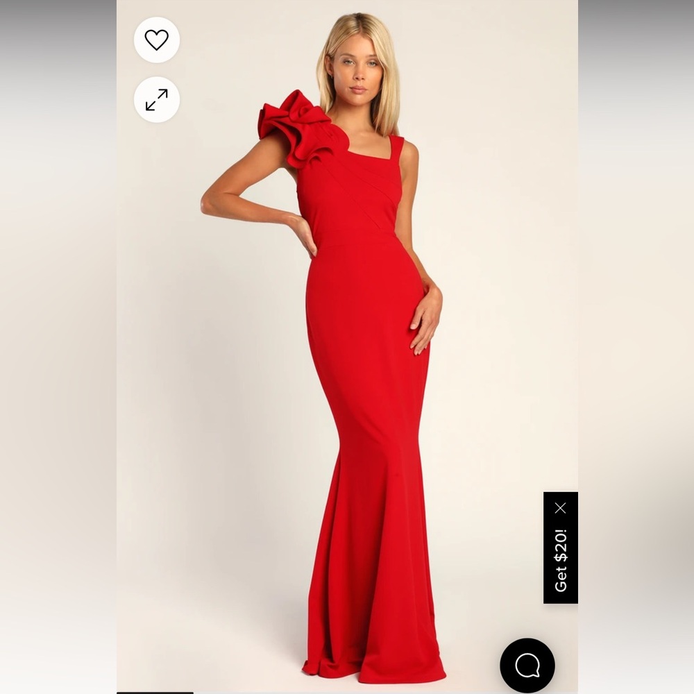 Lulu's Scarlet Ruffle One-Shoulder Maxi Dress